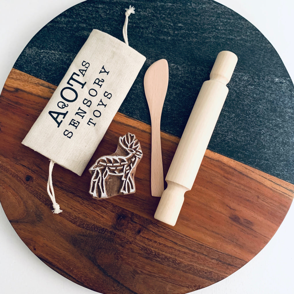 reindeer stamp play dough tools